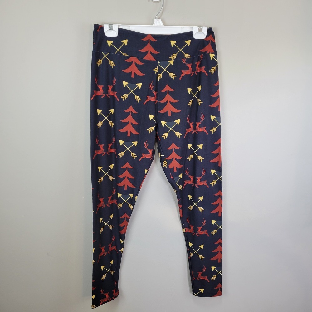 TLM Plaid Reindeer Polyester Spandex Ankle Leggings Tall And Curvy‎
